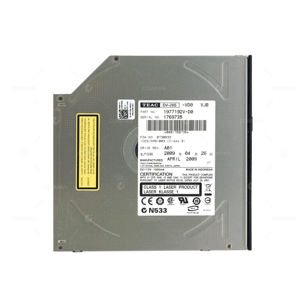FY190 DELL DVD-ROM X8 12.7MM ULTRA SLIMLINE DRIVE SATA FOR POWEREDGE 2950 2970 R510 R610 R710 R720 G11 G12 0FY190, 1977192V-D0, DV-28S